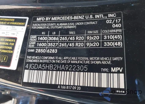 2017 Mercedes-Benz Gle 350 4Matic from USA, damaged, VIN 4JGDA5HB2HA922305